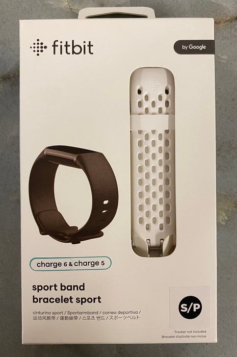 Fitbit Charge 6 Obsidian Band / Black Aluminum Case + Bonus Sport Band Frost White, Small