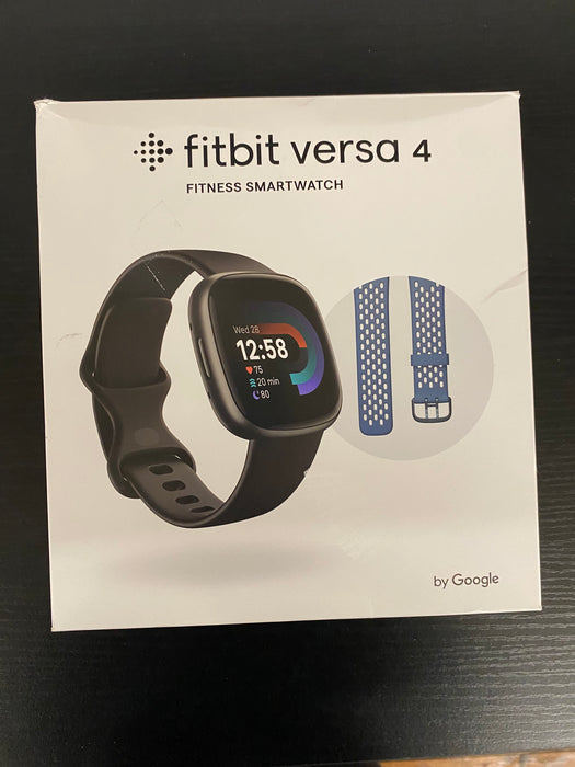 Fitbit Versa 4 Fitness Smartwatch Bundle Black/Graphite, One Size - Large Bonus Band Included