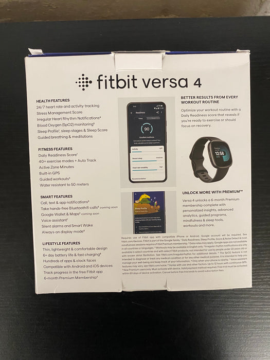 Fitbit Versa 4 Fitness Smartwatch Bundle Black/Graphite, One Size - Large Bonus Band Included