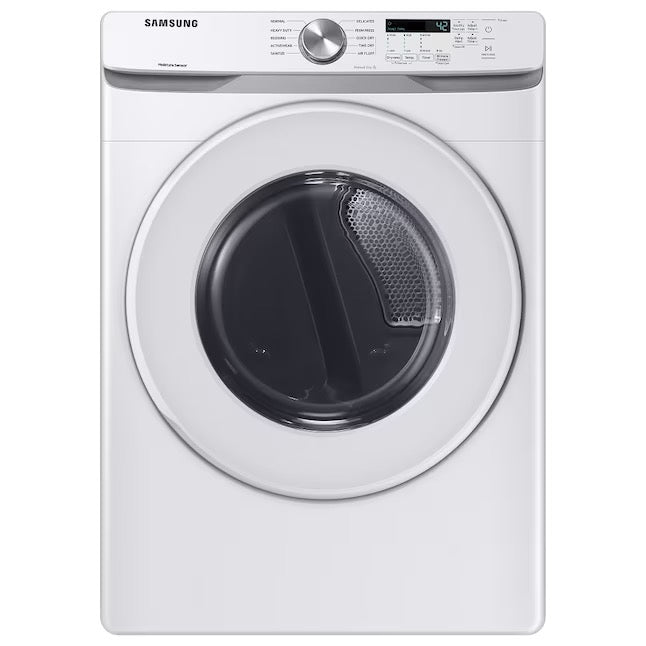 Samsung 7.5-cu ft Reversible Side Swing Door Stackable Gas Dryer (White)